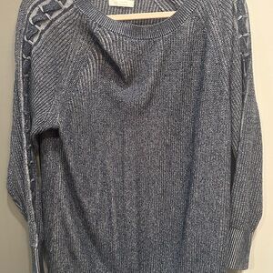 LC Lauren Conrad Blue Crew Neck Sweater with Ribbed Knit